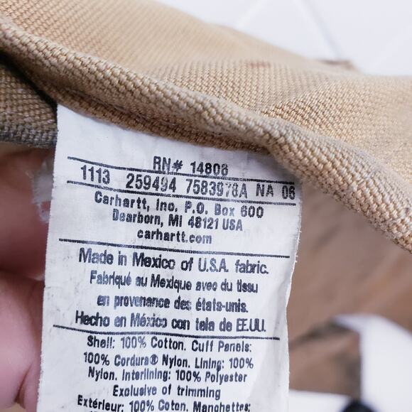 Carhartt Insulated Double Knee Bib Canvas Overalls Mens Size 36x32 Brown R41 BRN - Picture 10 of 10